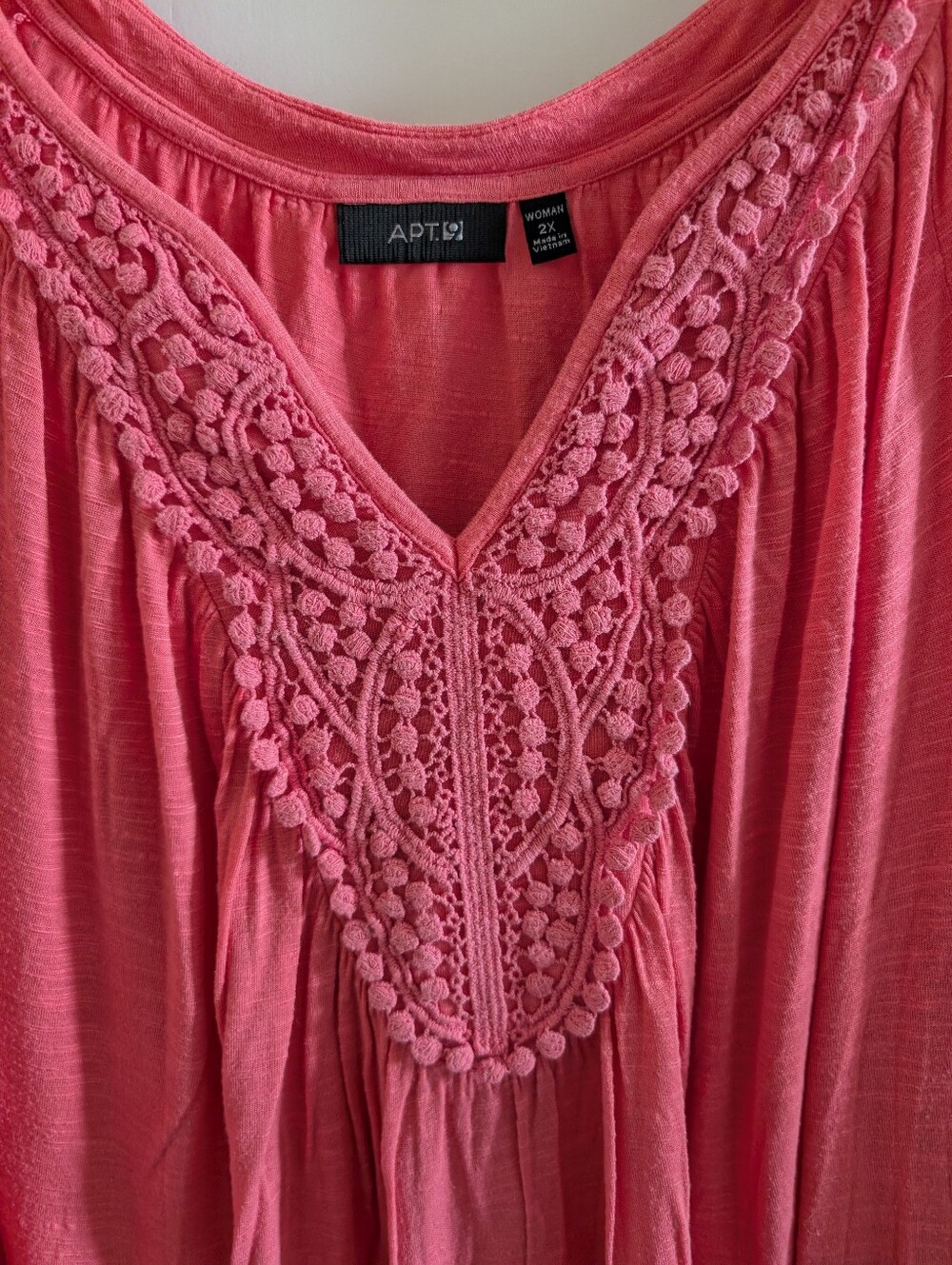 Apt. 9 Coral Pink Crochet-Trim Peasant Blouse - Picture 4 of 13